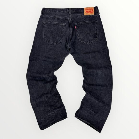 LEVIS 501xx Straight Leg Button Fly Mens Stone Wash Black Denim Jeans 36x30(28) - Picture 1 of 9